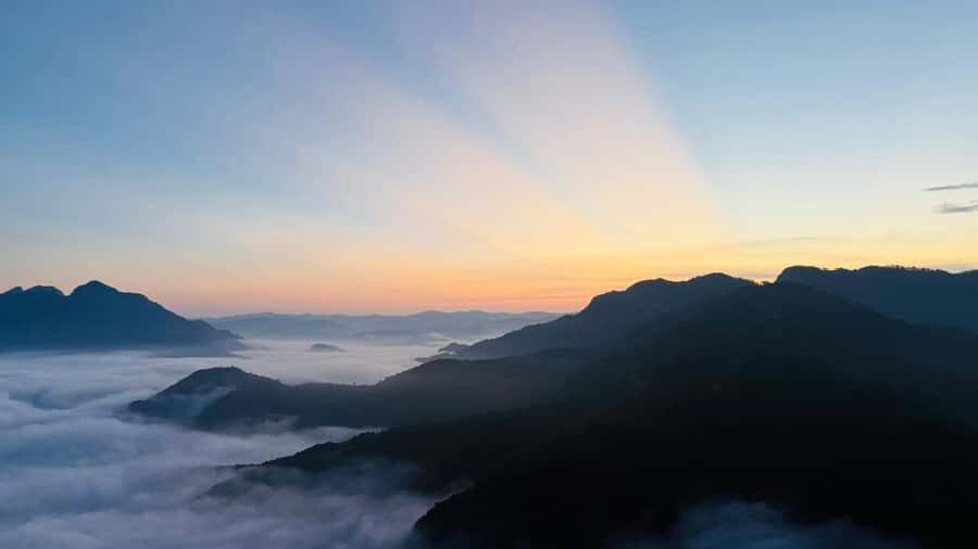 Overnight Camping At nong khiaw view point, 360 view - Sunrise Fog, a Mountain Morning, and the Descent Back Down