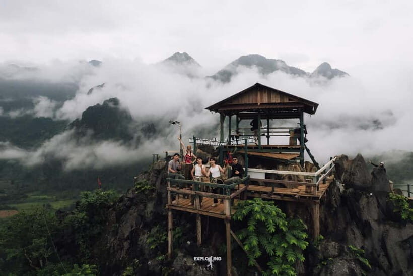 Vang Vieng: Namxay Viewpoint, Blue Lagoon 1 & Phoukham Cave - Namxay Viewpoint: the steep 360° payoff in Vang Vieng