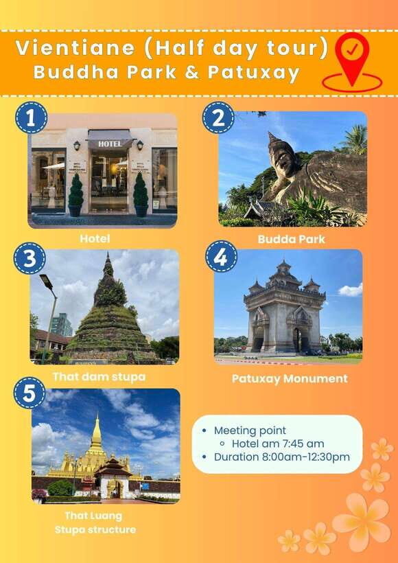 Vientiane: Half-Day City Tour with Patuxai and Buddha Park - What to bring: cash, comfort, and a backup for water